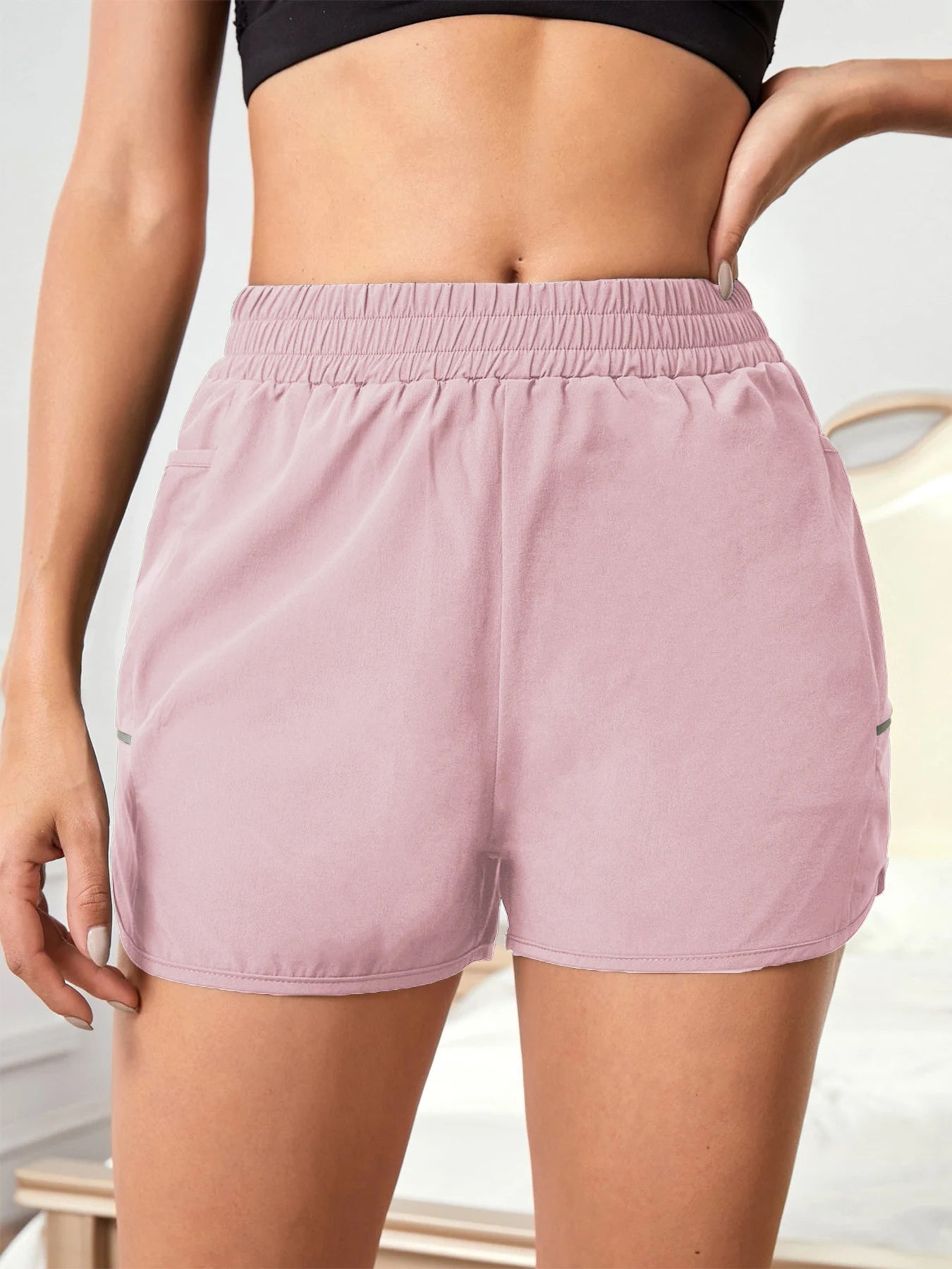 Women's Casual Sports Shorts with Mobile Pocket & Reflective Strips