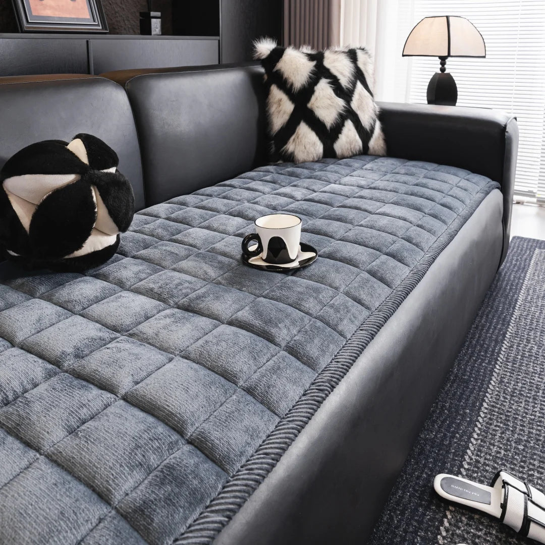 Thicken Squares Quilting Solid Sofa Cover | Elegant Home Decor