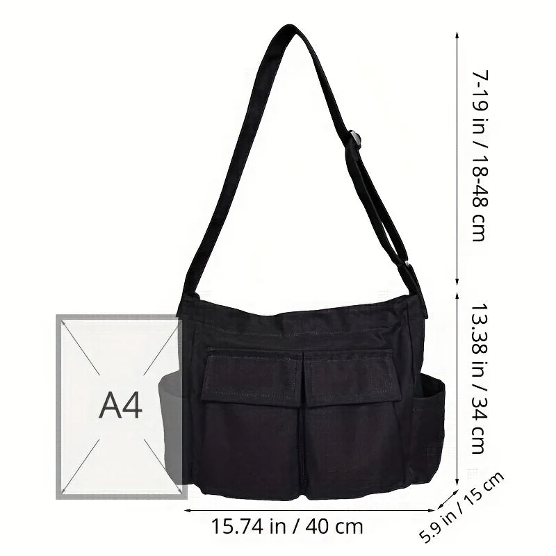 Large Capacity Canvas Shoulder Bag | Versatile Retro Messenger Bag