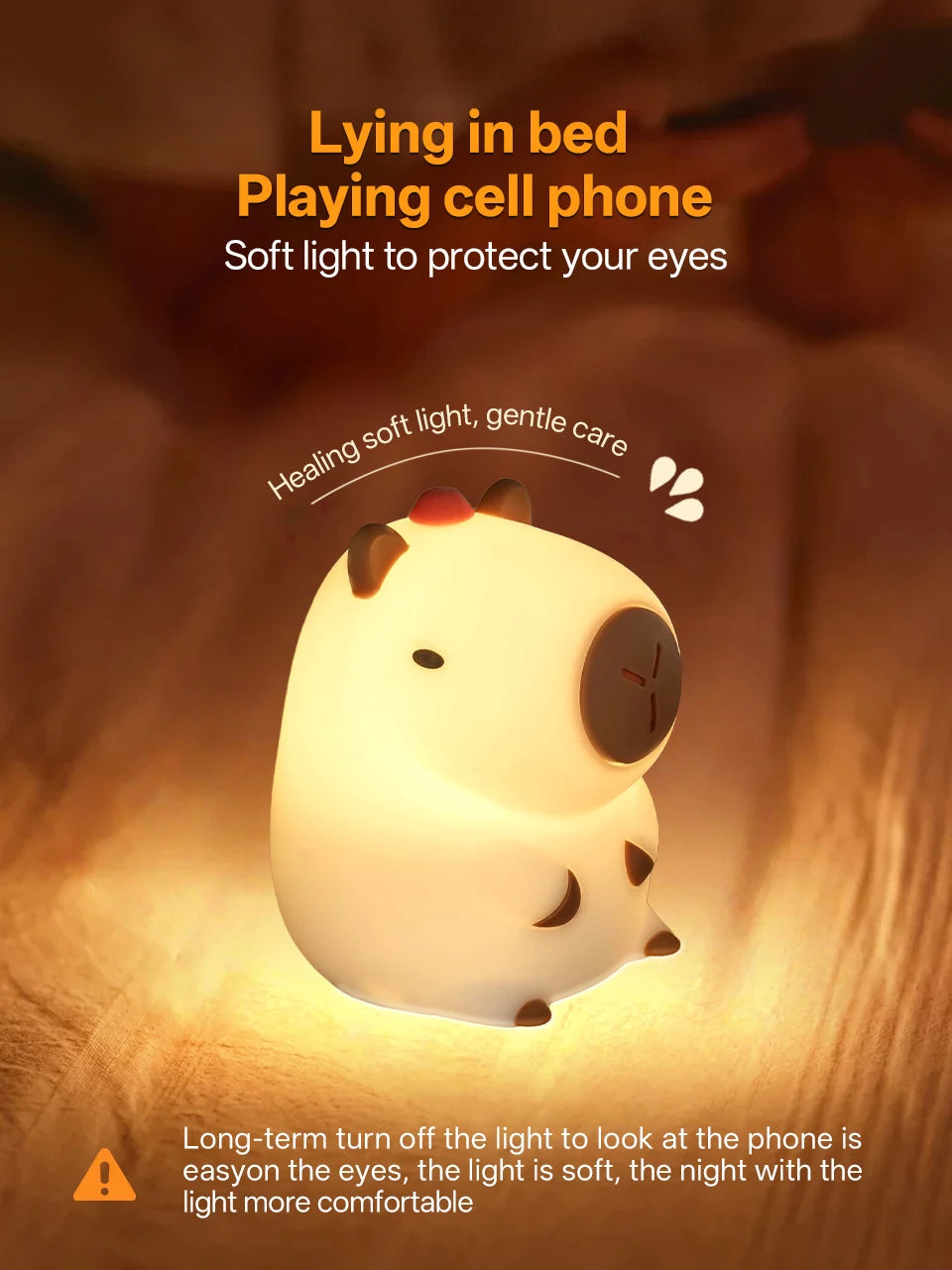 Adorable Capybara Night Light | Rechargeable Kids Touch Lamp