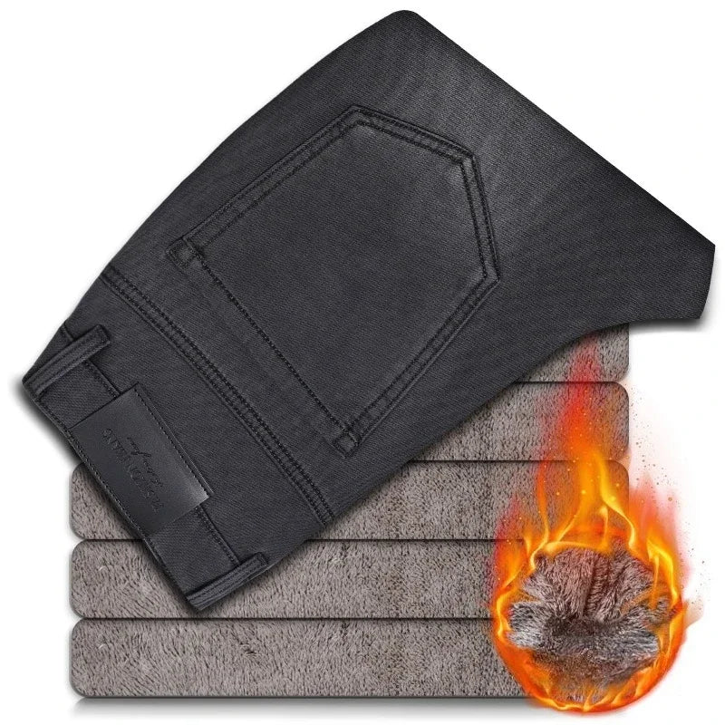 Men's Winter Jeans | Thick Plush Velvet Denim Pants for Comfort