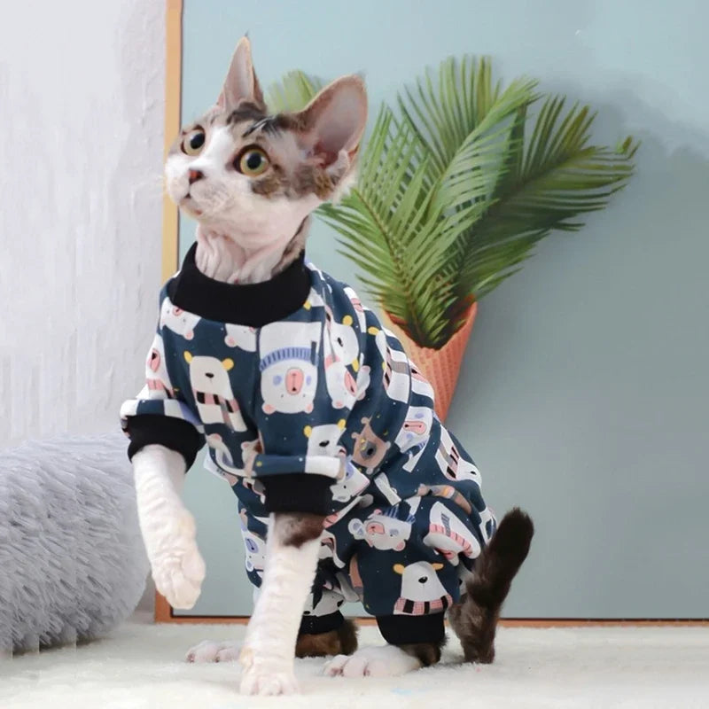 Mono de algodón para gatos | Sudaderas con capucha elegantes y cálidas para gatos