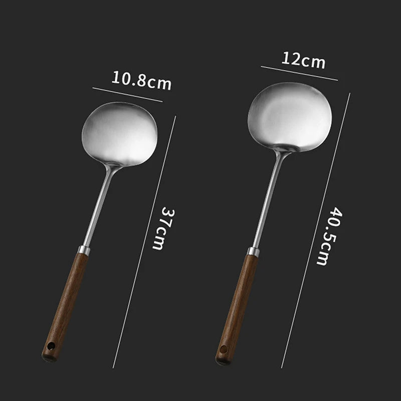 Stainless Steel Wok Spatula with Wooden Handle | Versatile Cooking Utensil