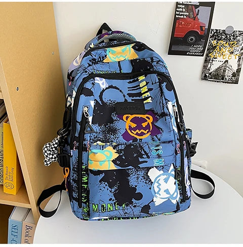 Trendy Personalized Graffiti Japanese Backpack | Large Capacity Book Bag