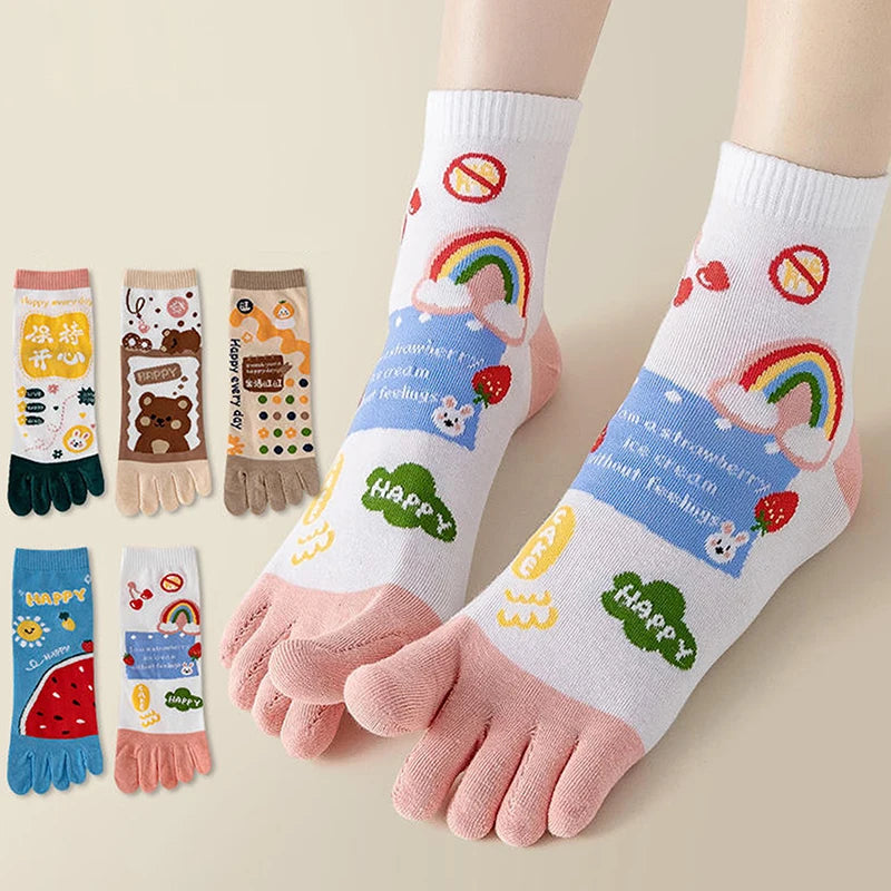 Cute Cartoon Split-Toe Socks for Women | Breathable Kawaii Comfort
