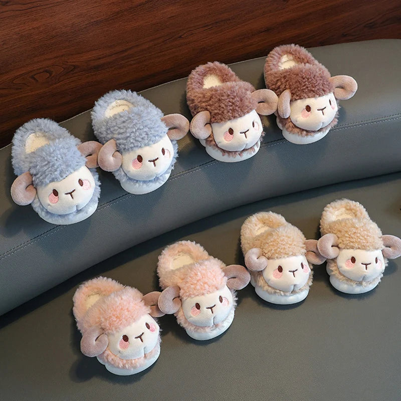 Lovely Fluffy Lamb Plush Slippers | Cute Warm Indoor Slides