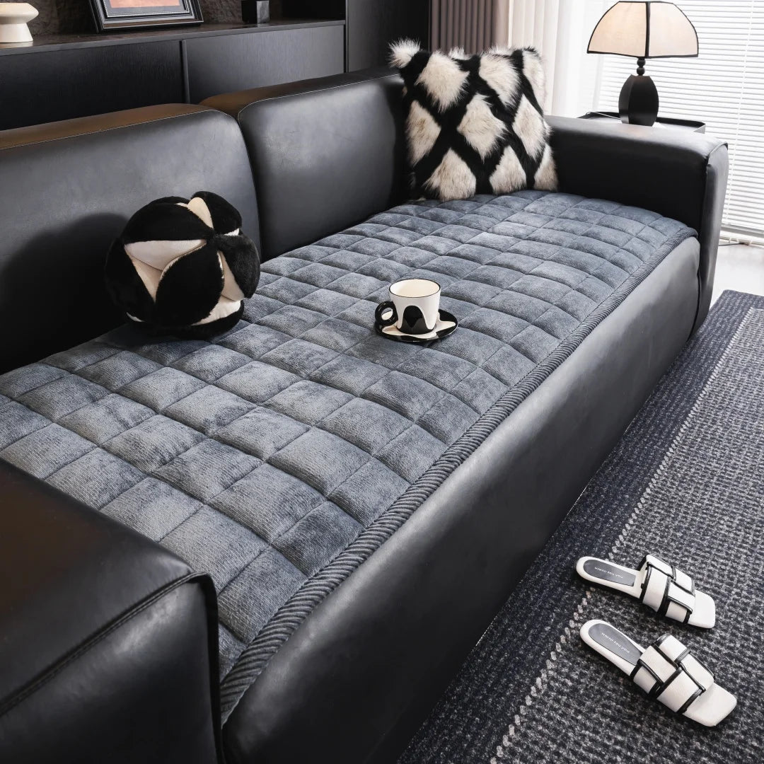 Thicken Squares Quilting Solid Sofa Cover | Elegant Home Decor