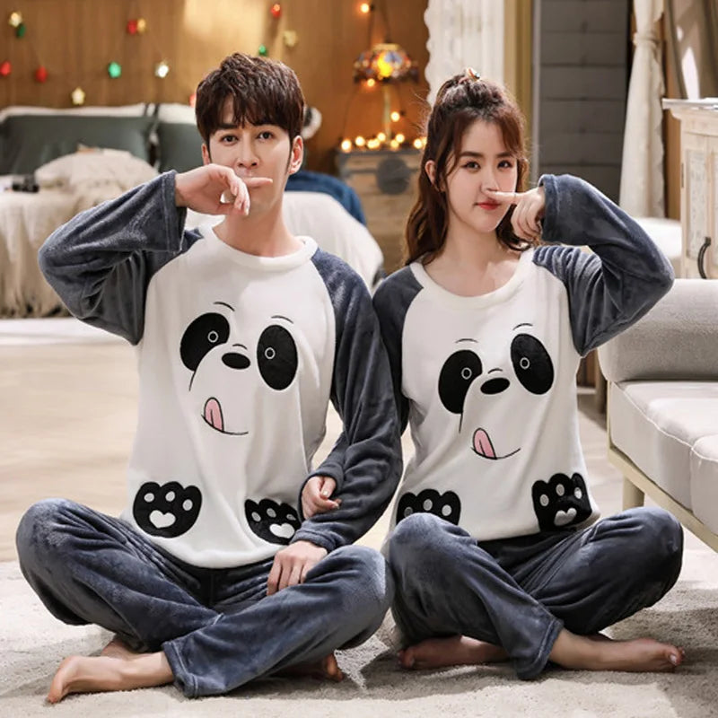 Cozy Flannel Pajamas Set for Couples | Warm Homewear Comfort