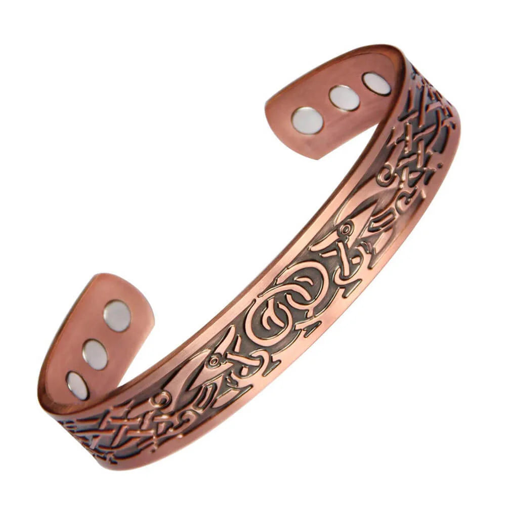 Vintage Magnetic Energy Wristband Bracelet | Antique Copper Charm