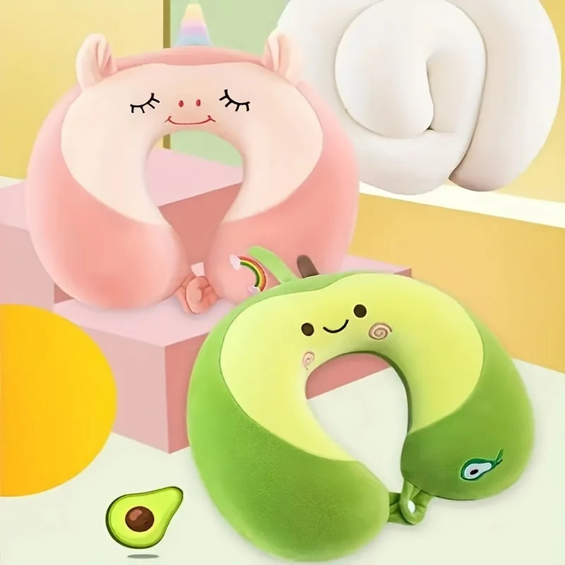 U-Shaped Cartoon Neck Pillow | Memory Foam Travel Cushion