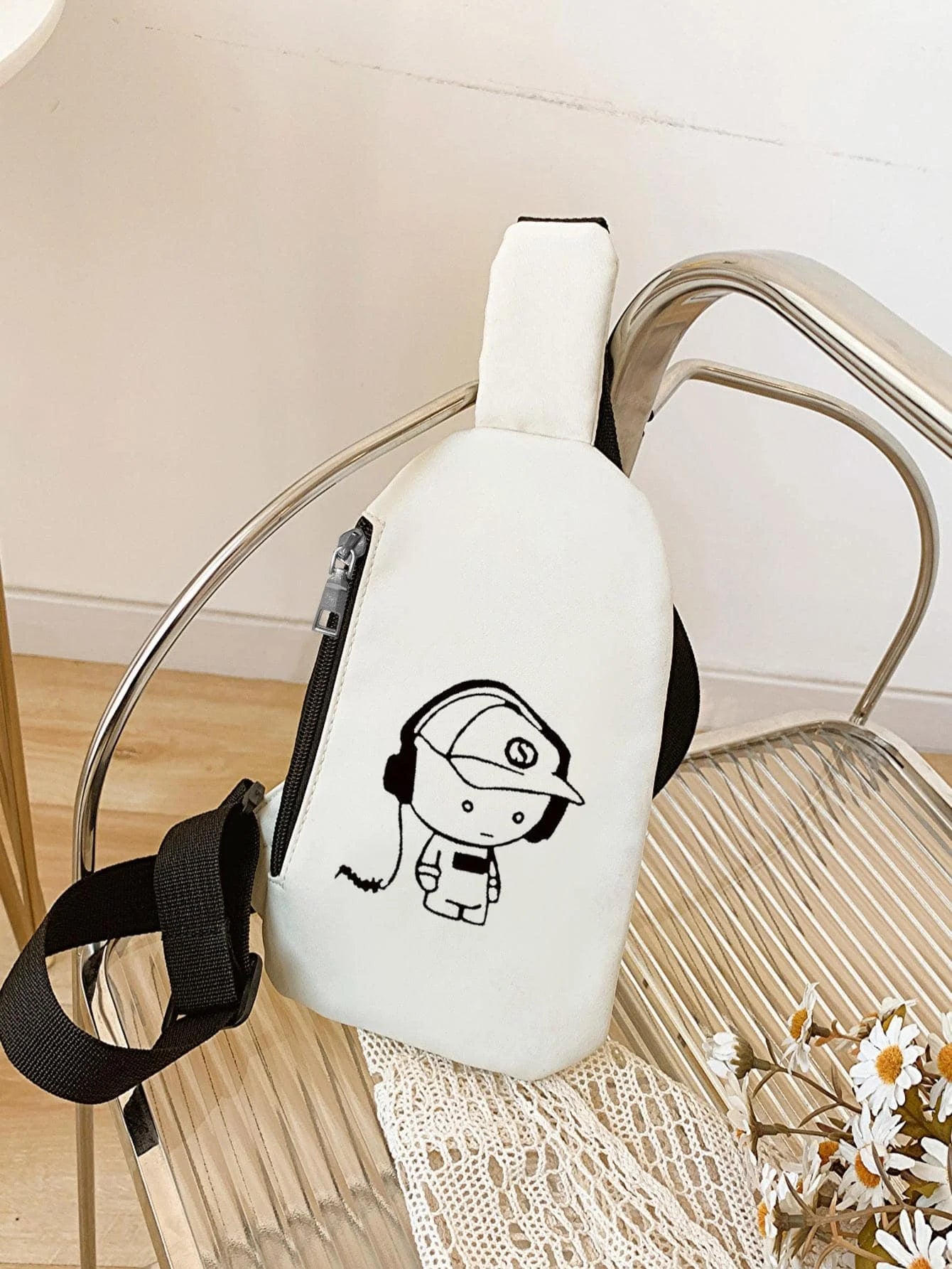 Cute Cartoon Music Boy Printed Chest Bag | Large Capacity