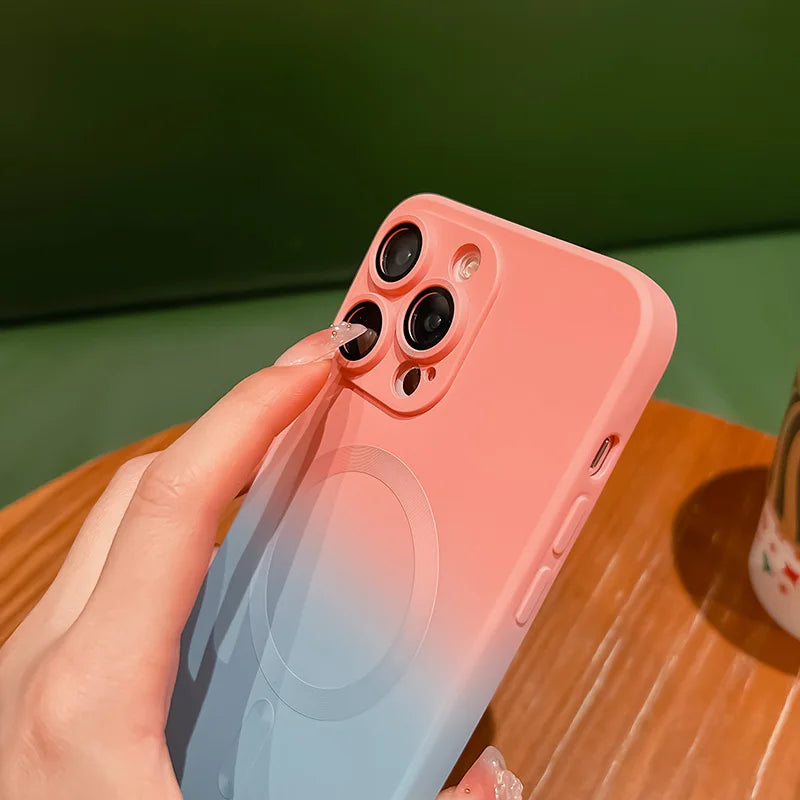 Comes With Lens Film Gradient Color Phone Case For IPhone 17 16 15 14 13 12 Pro Max 11 Silicone Shockproof Back Cover