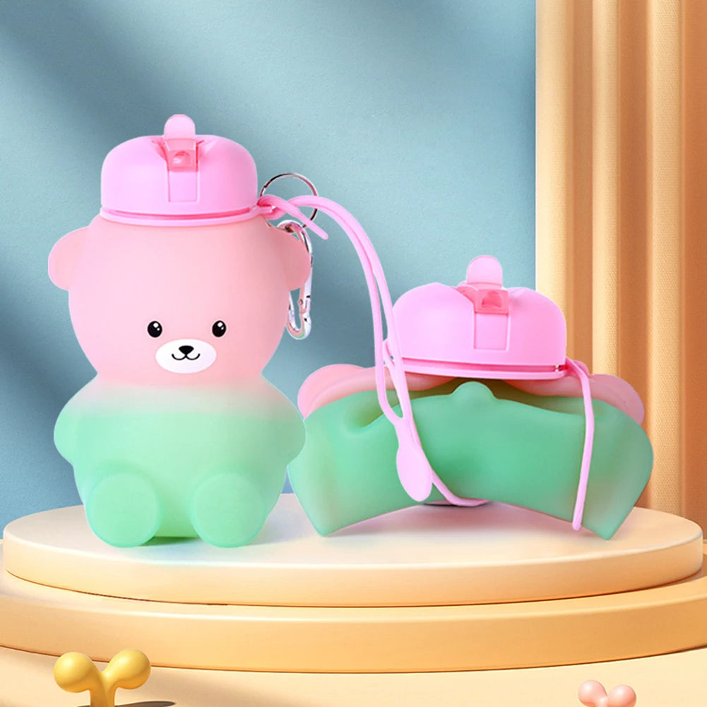 600ml Collapsible Water Bottle | Cute Bear Water Bottle for Sports