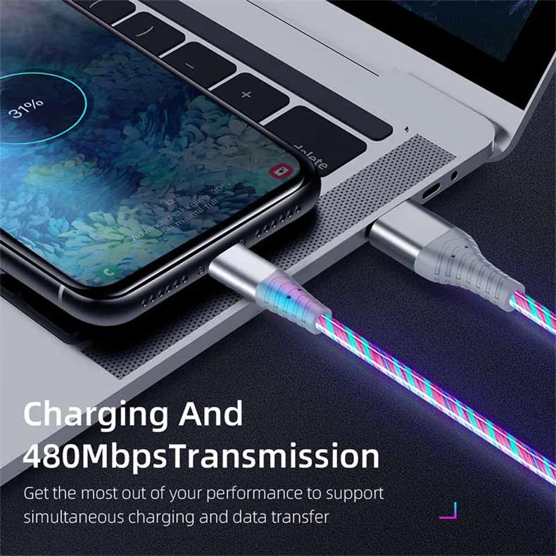 LED Glowing Charging Cables | Fast Micro USB & Type C Options