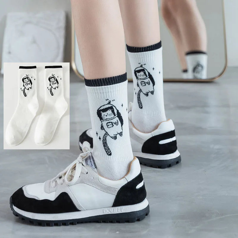 Cute Patterned Cotton Crew Socks for Women | Fun & Stylish Designs