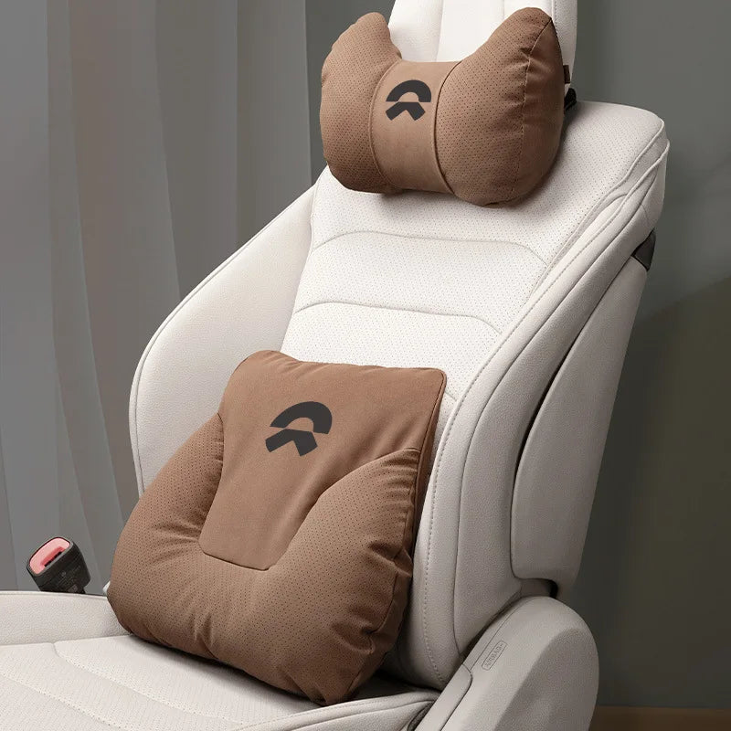 Premium Leather Car Neck Pillow | Ultimate Lumbar Support