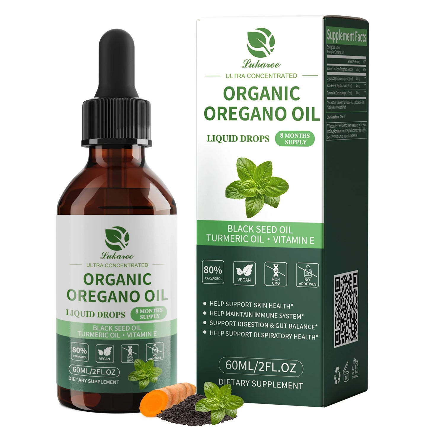 4-in-1 Oregano Oil Drops with Turmeric & Vitamin E | Immune Support