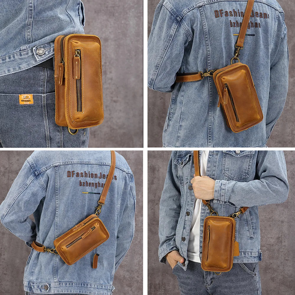 Genuine Leather Retro Crossbody Waist Bag | Stylish & Functional
