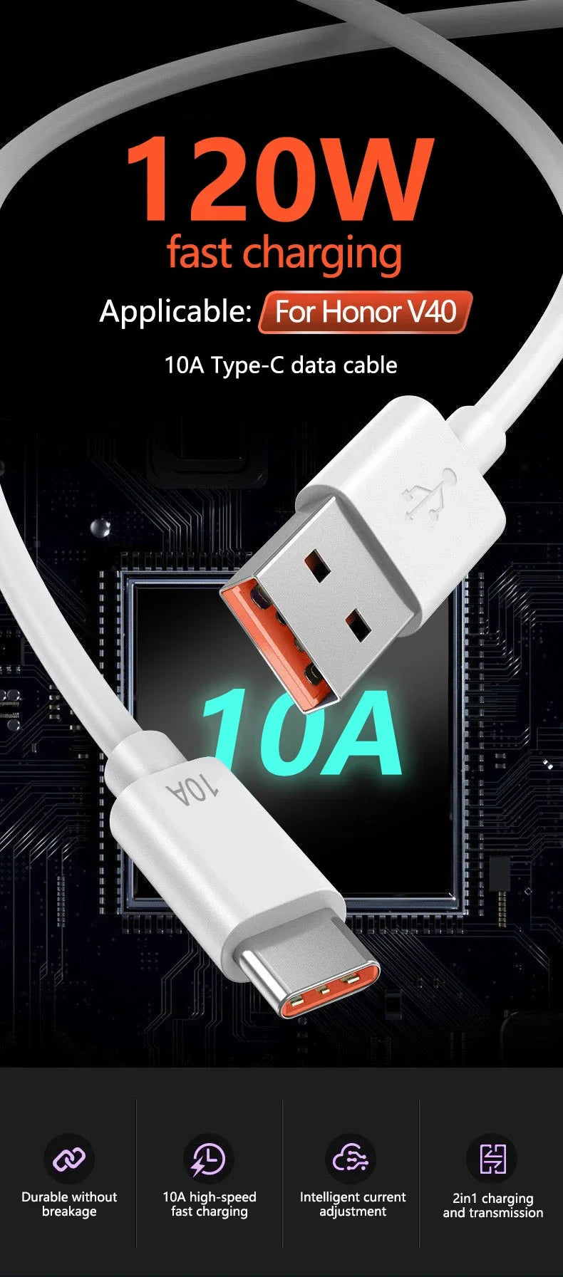 10A USB to Type C Cable | Super Fast Charging & Data Transfer