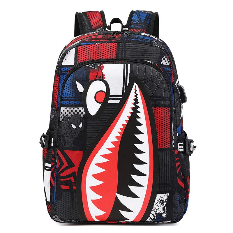 Cartoon Shark Print Backpack | Perfect for Primary School Students
