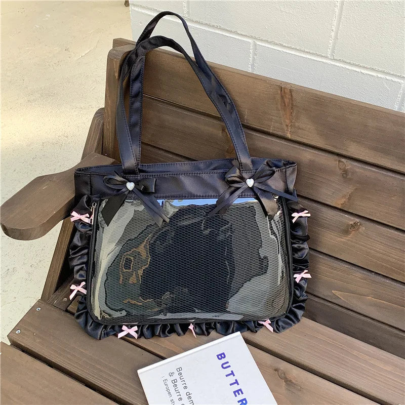 Bolsa Bandolera de Anime Estilo Preppy de Gran Capacidad para Mujer