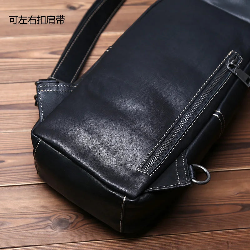 Bolso de pecho de cuero hecho a mano elegante para hombre | Bandolera espaciosa