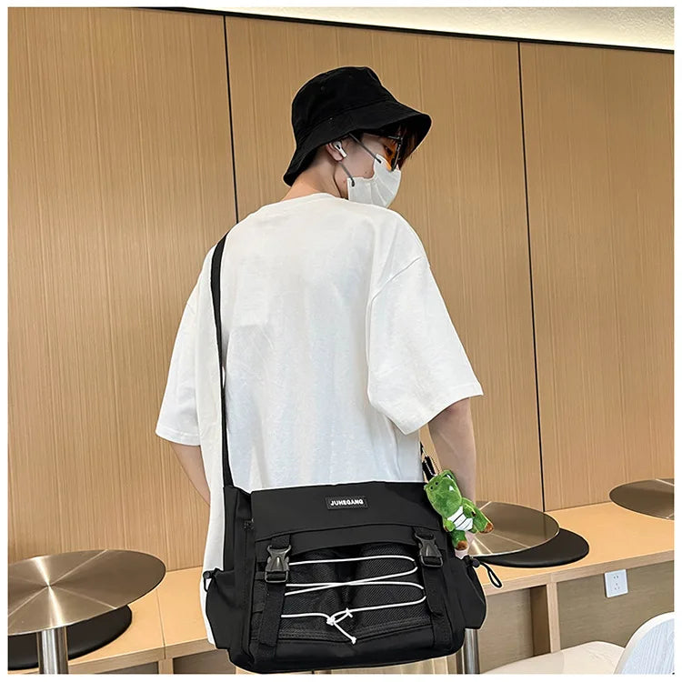 Bolso cruzado de nailon elegante para adolescentes | Bandolera multibolsillos