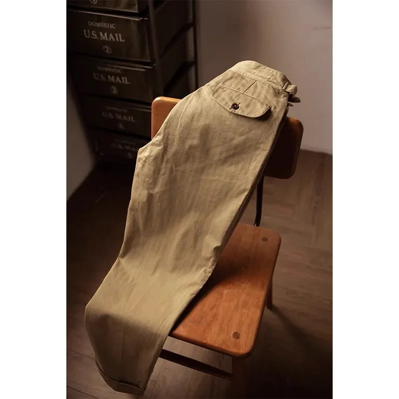 Men's Herringbone Cotton Gurkha Pants for Casual Style