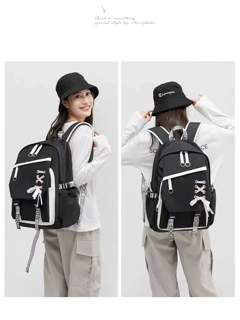 Cute Nylon Schoolbag Backpack for Teenagers | Durable & Stylish