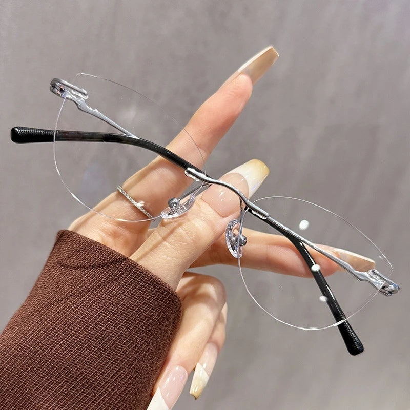 Cat Eye Prescription Rimless Glasses for Women | Stylish Eyewear