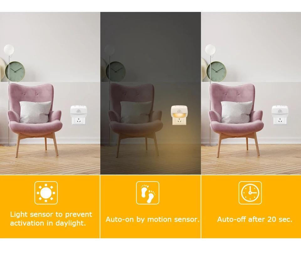 LED Motion Sensor Night Light | 3-Color Temperature Convenience