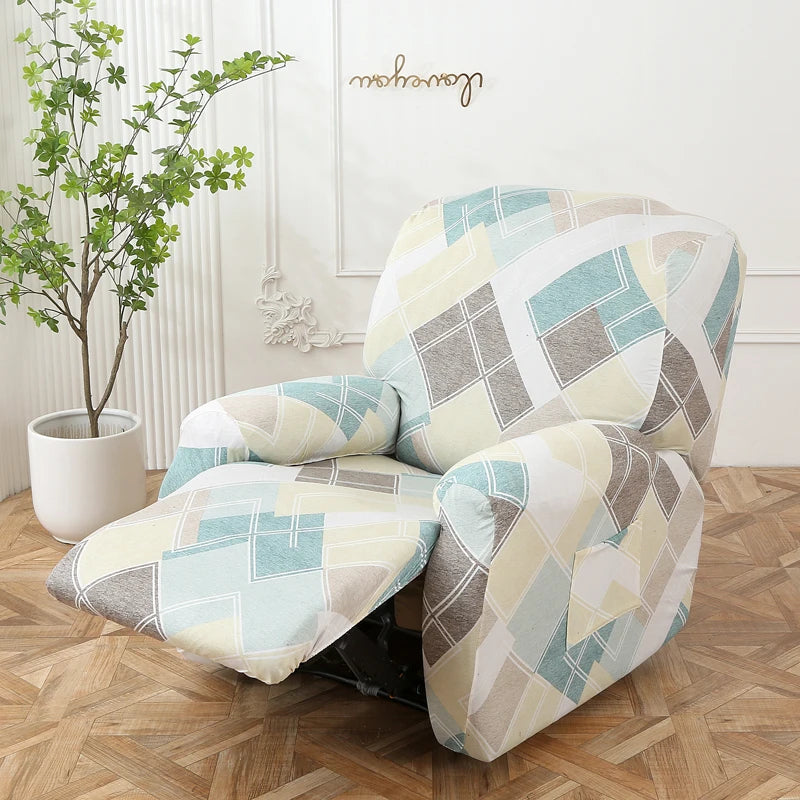 Printed Recliner Cover with Pockets | 4-Piece Furniture Protector