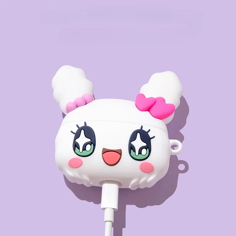 Cute Rabbit Earphone Case Keychain | Silicone Protective Cover