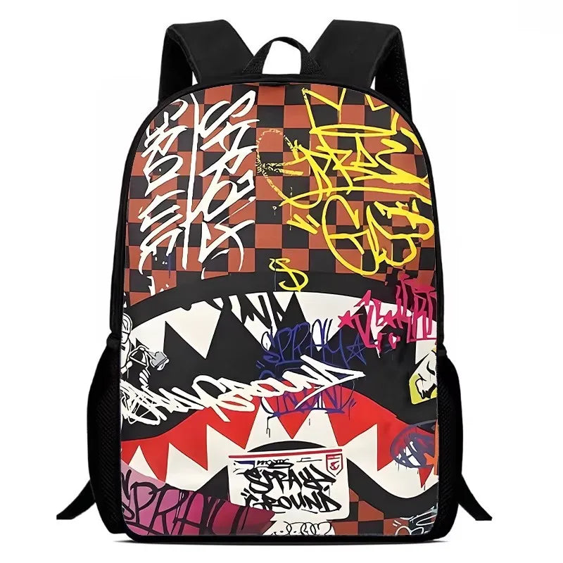 Trendy Kids Graffiti Backpack | Large Capacity Schoolbag for Students