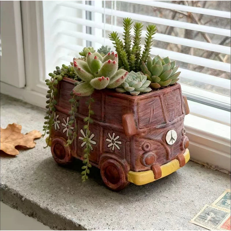 Creative Bus Car Flowerpot | Unique Home Garden Decor