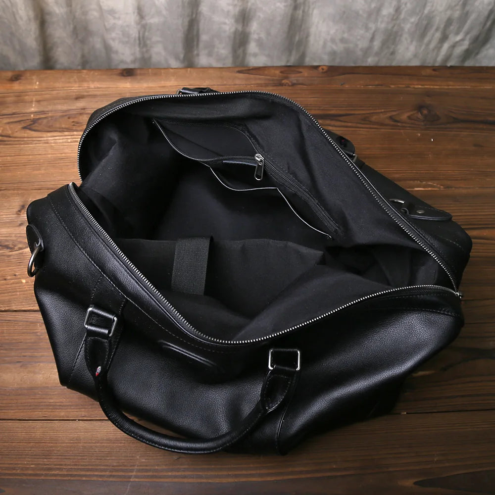 Retro Genuine Leather Men's Travel Bag | Large Capacity Crossbody