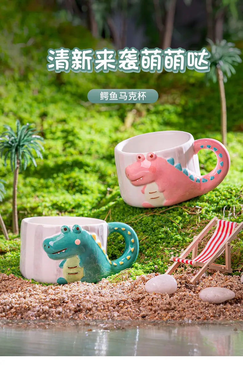 Cute Dinosaur Mug | Colorful Ceramic Coffee Cup for Home & Gifts