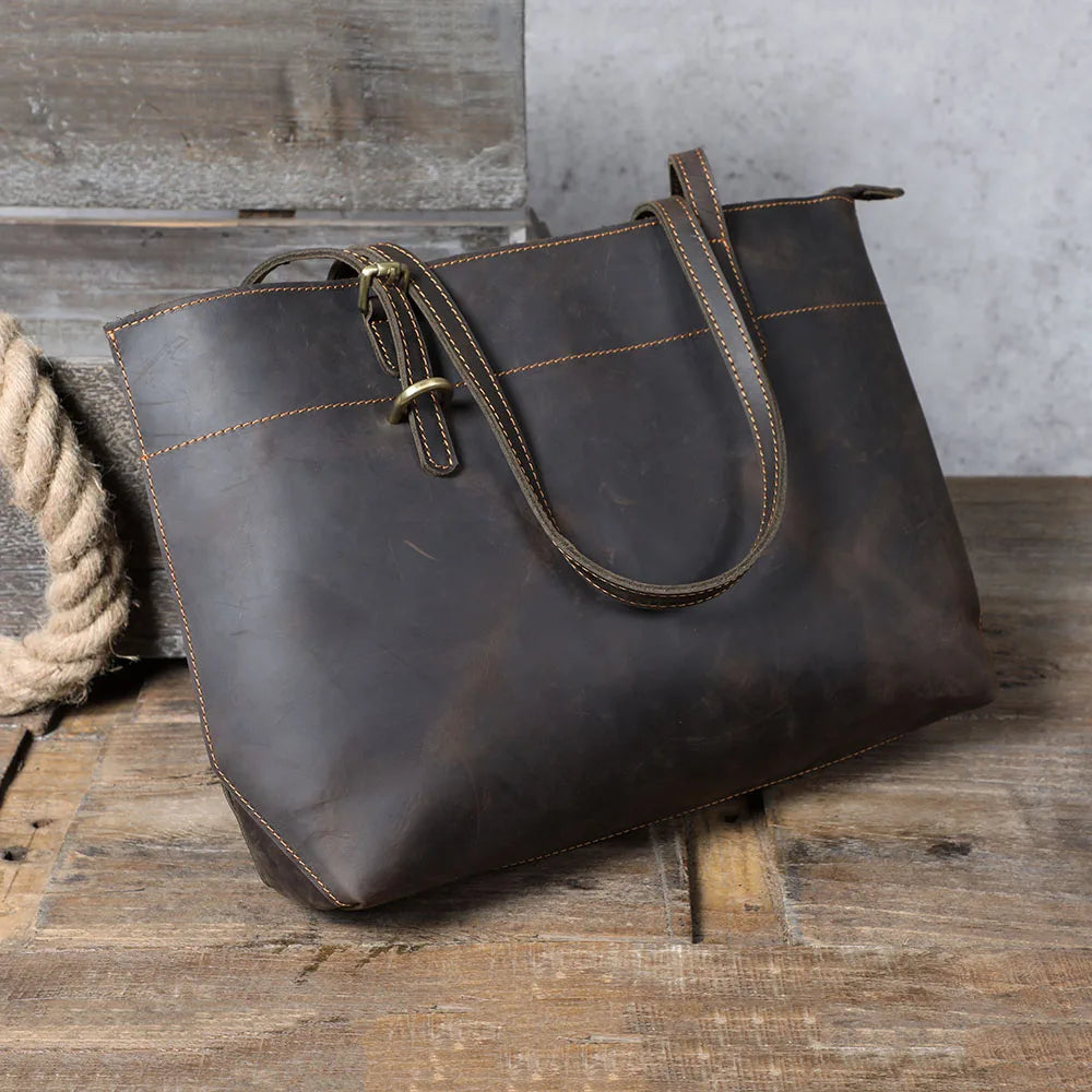 Vintage Genuine Leather Men's Tote & Briefcase | Stylish & Versatile