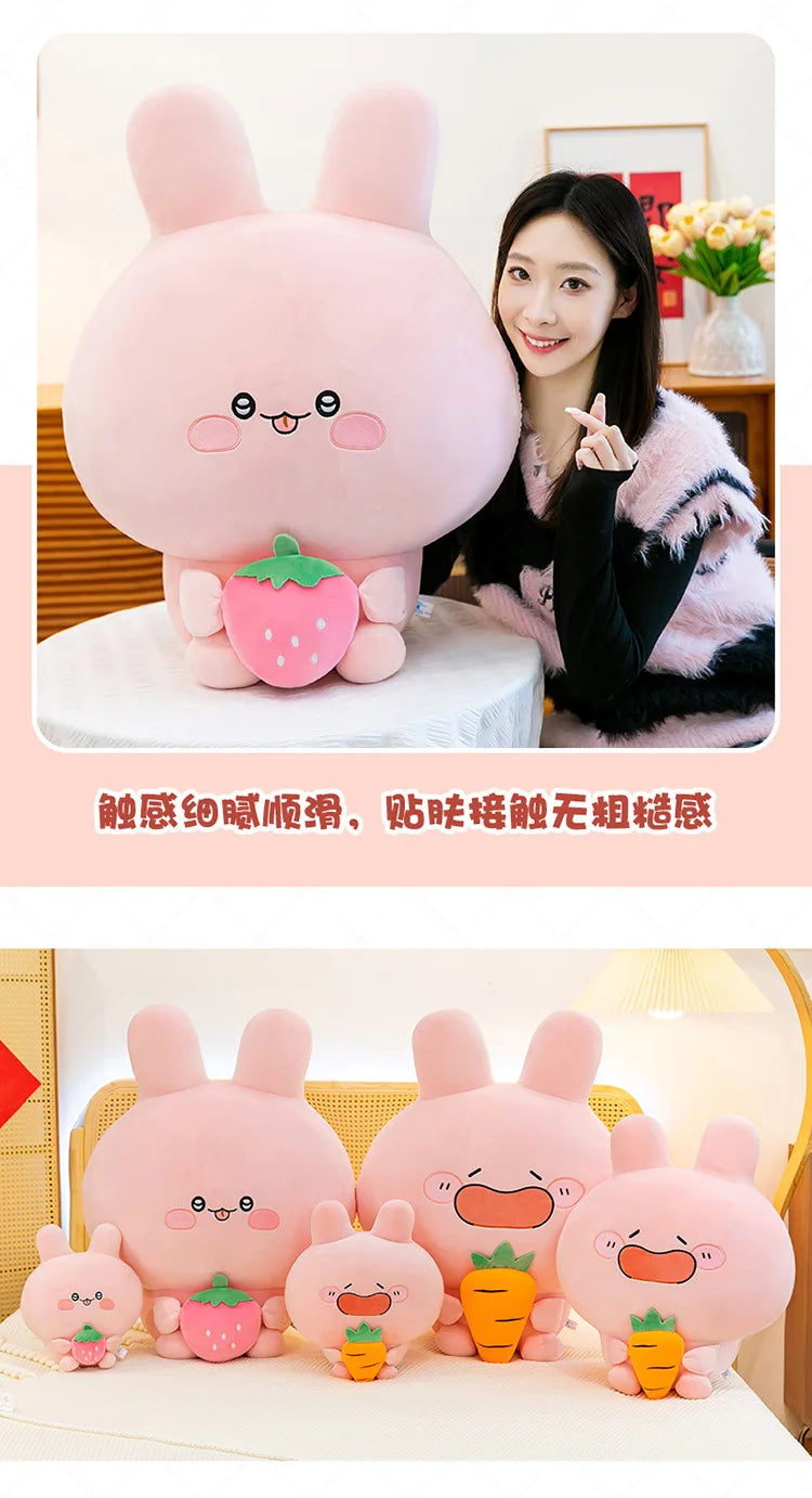 Large Pink Rabbit Plush Toy | Funny Expression Kids Stuffed Animal