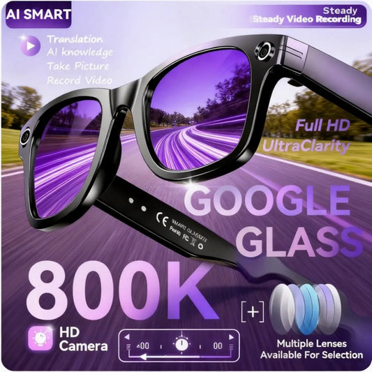 2025 AI Smart Glasses — 8MP HD Camera Video Recording, 100+ Language Translation, Bluetooth Call & Music Playback, Dual-Lens Smart Sunglasses for Men & Women