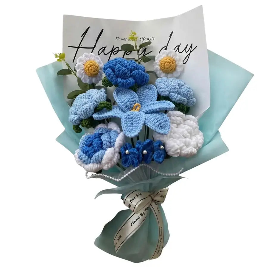 Ramo de flores azules de ganchillo hecho a mano | Regalo perfecto para cualquier ocasión