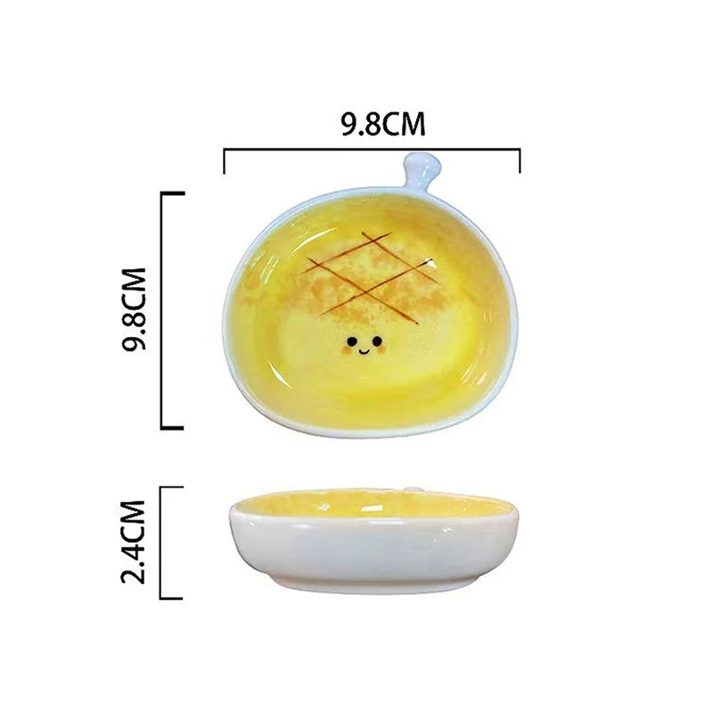 Cute Croissant Pattern Ceramic Plate | Creative Dipping Dish