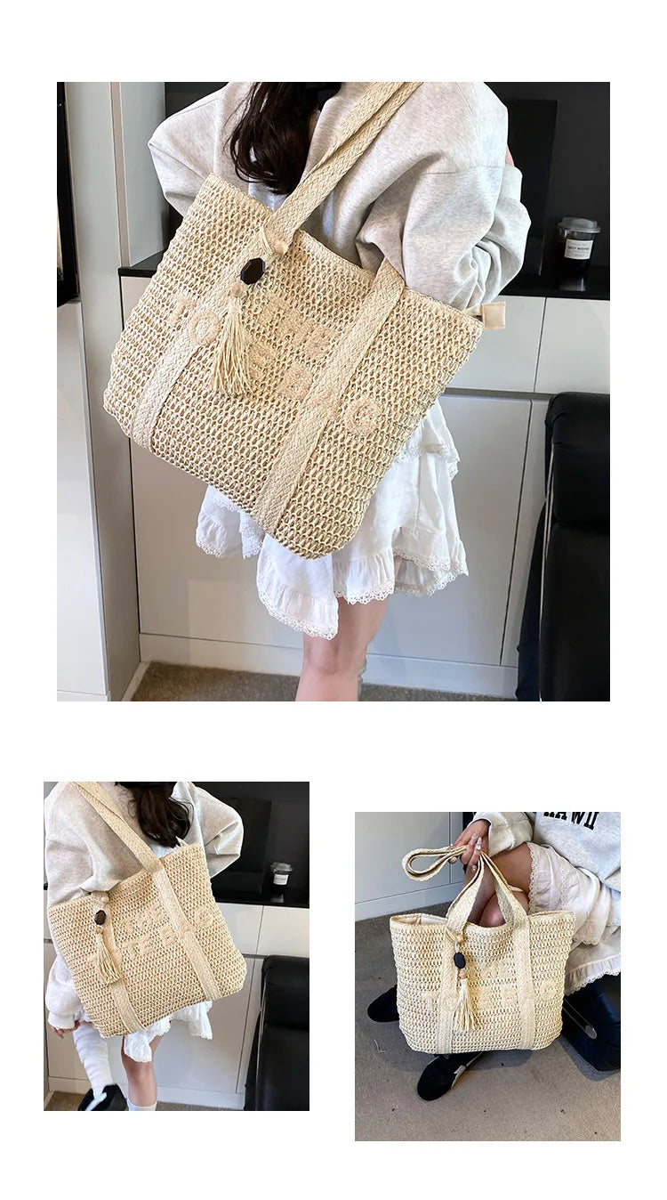 Hand-Woven Summer Handbags | Large Capacity Tote with Tassel