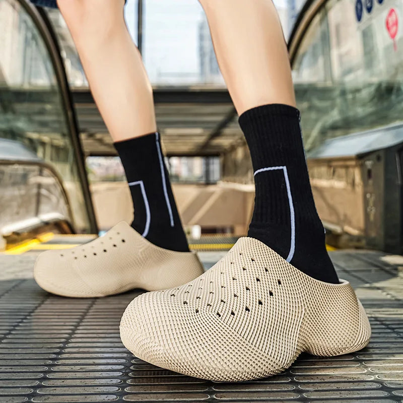 Generic Closed Toe Clogs 3d Printed Thick Sole Non Slip Soft Cushion Casual Summer Outdoor Slippers For Men Women Couple