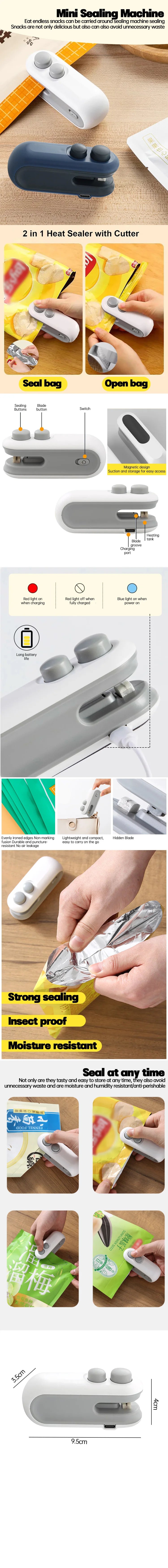 2-in-1 Mini USB-C Rechargeable Bag Sealer & Cutter | Fresh Food Storage