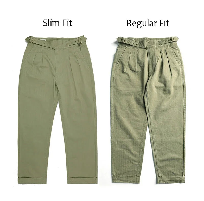 Men's Herringbone Cotton Gurkha Pants for Casual Style