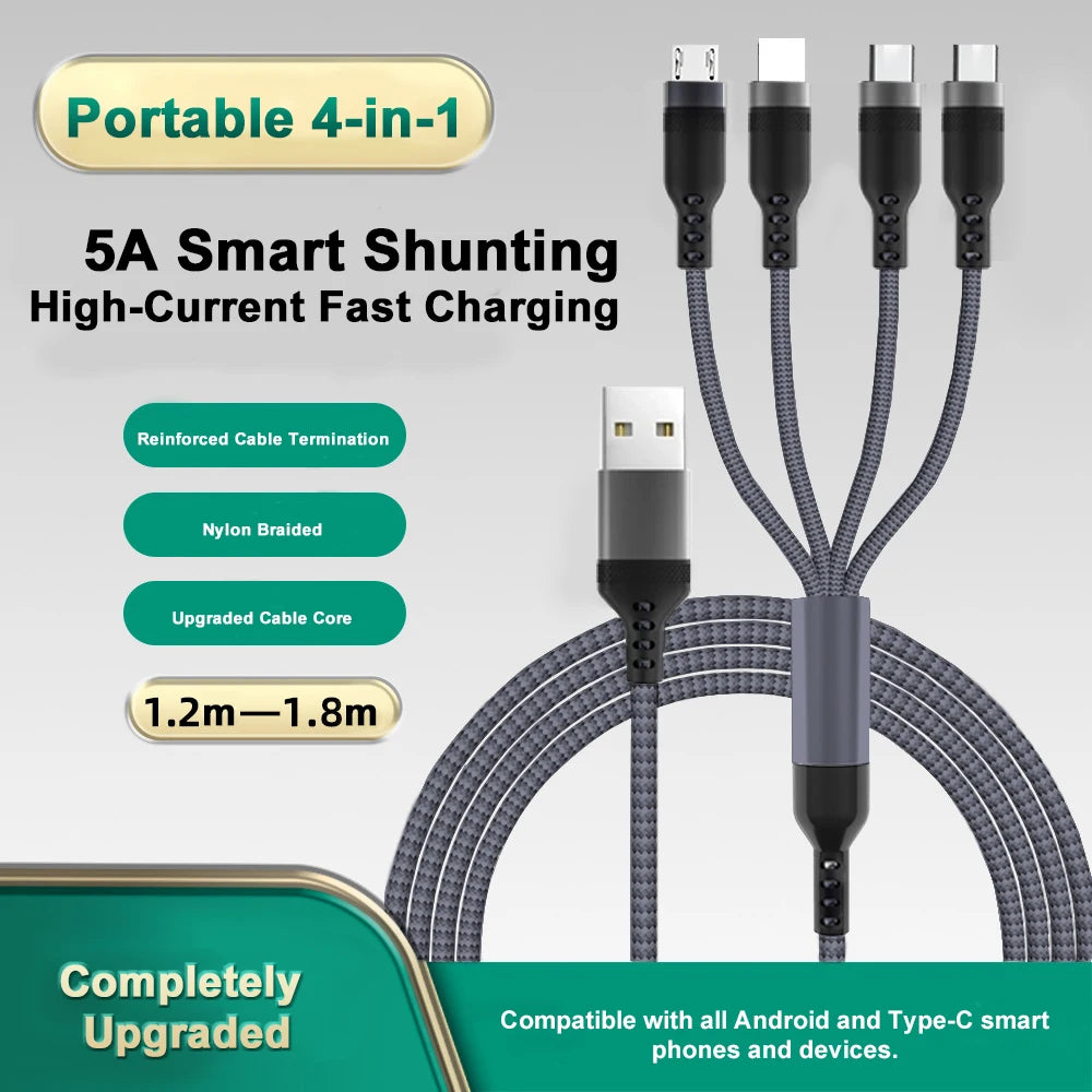 4 in 1 Multi Charger Cable | Fast Charging USB Cable for All Devices