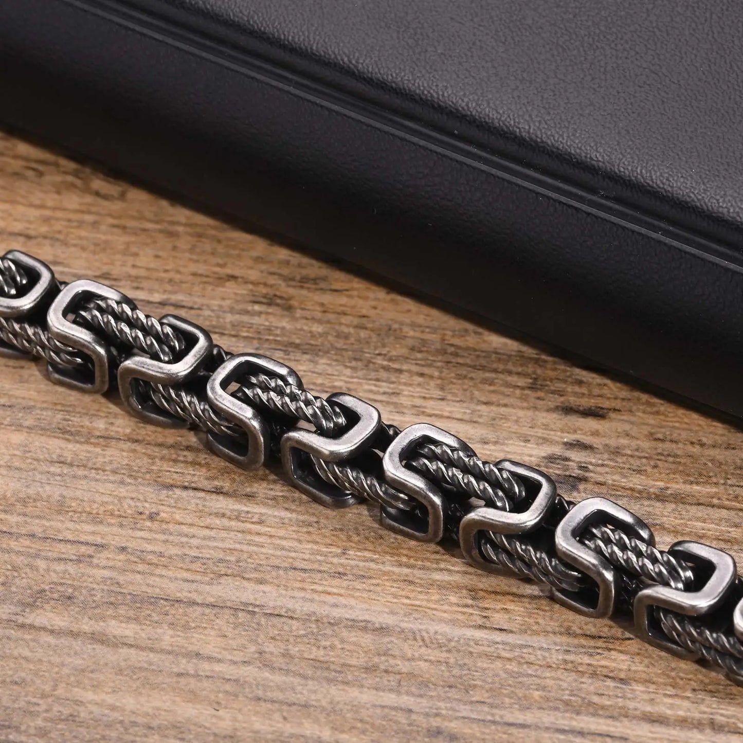 Stainless Steel Byzantine Bracelet | Vintage Style Chain Wristband