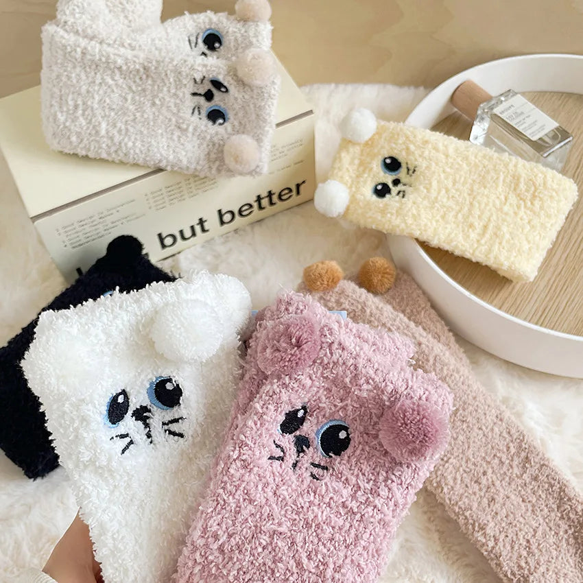 Cute Women's Winter Fluffy Socks | Cozy Fuzzy Animal Crew Socks