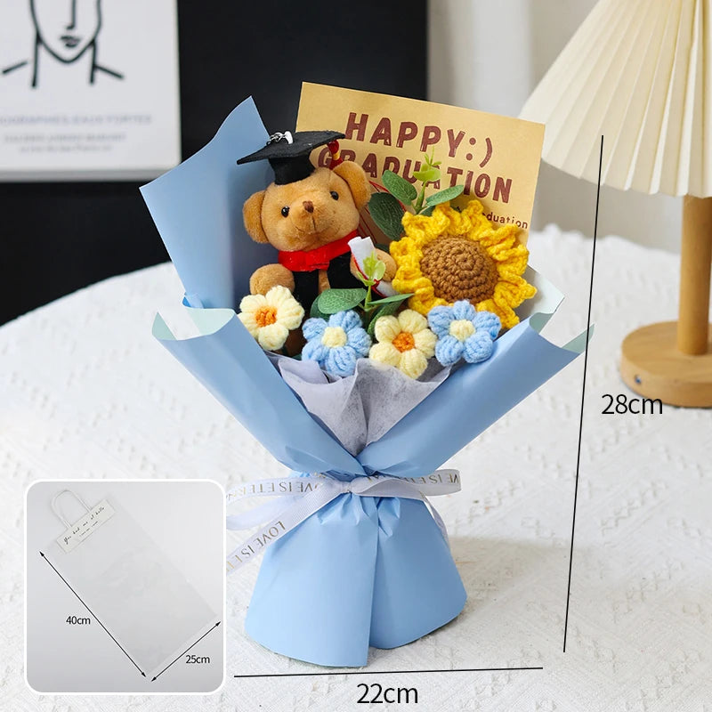 Ramo de flores de graduación tejidas a mano | Regalo perfecto para profesores